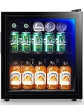 WANAI Beverage Cooler Refrigerator - Black Stainless Steel