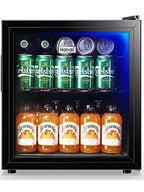 WANAI Beverage Cooler Refrigerator - Black Stainless Steel