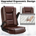 Big And Tall Ergonomic Office Chair, High Back Leather Executive Computer Chair With Padded Flip-Up Arms - 20.87in D x 27.3in W x 47.24in H