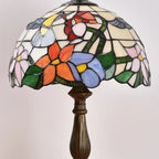Tiffany Style Stained Glass Hummingbird Table Lamp 12in Shade, 18in Tall
