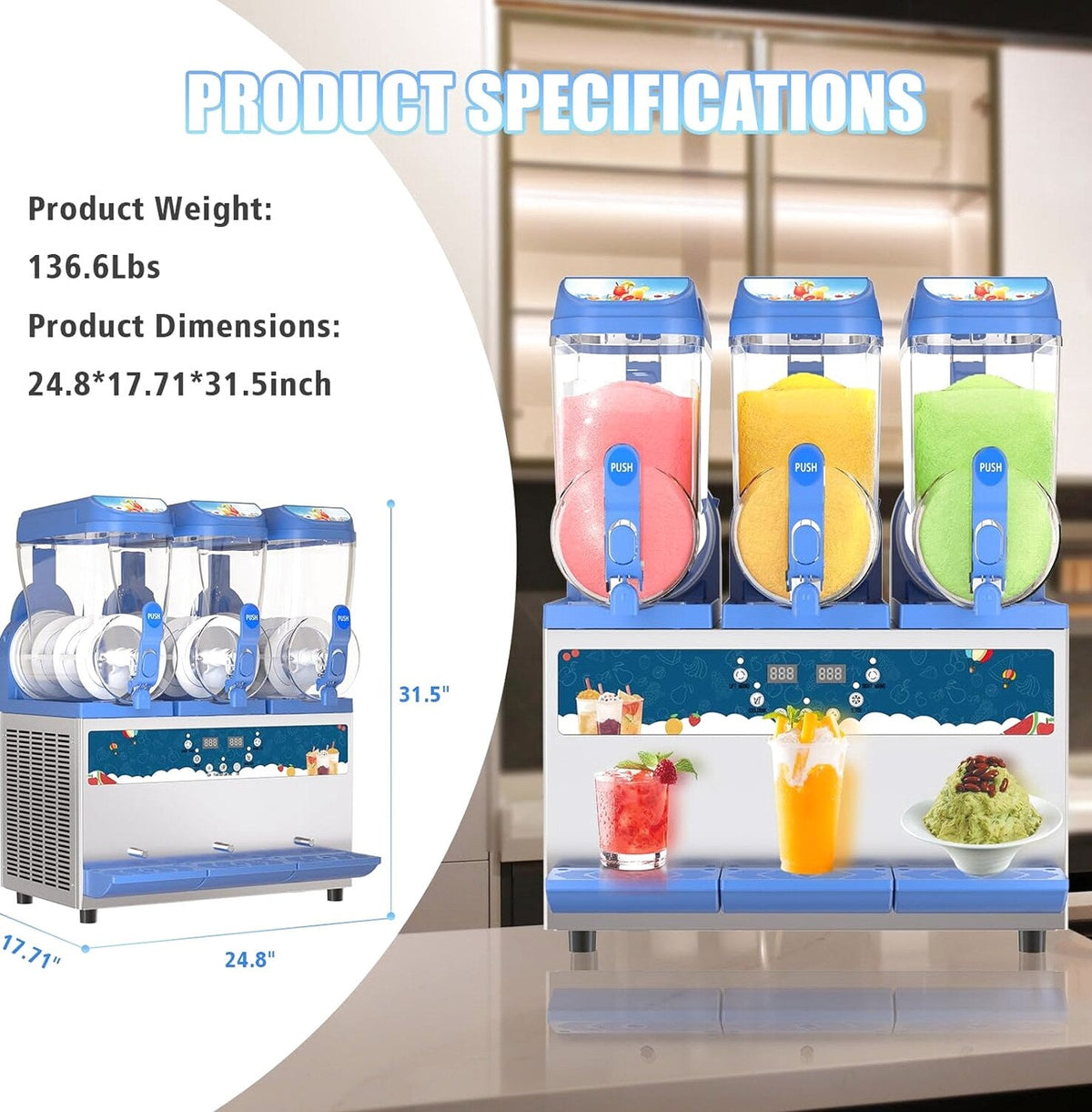 AnyDoor Commercial Slushy Machine 45l 1200w Blue - 300-X