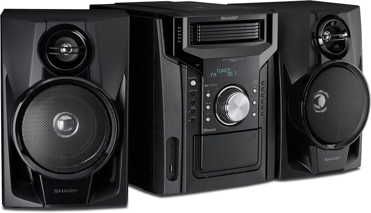 Sharp 240W 5-Disc Mini Shelf Speaker System With Cassette And Bluetooth - CD-BH950