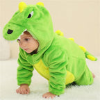 WIBACKER Infant Toddler Dinosaur Animal Fancy Dress Costume Baby Winter Flannel Hooded Romper Christmas Halloween Cosplay Jumpsuit