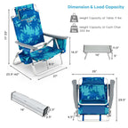 2-Pack 5-Position Outdoor Folding Backpack Beach Chairs With Side Table Set
