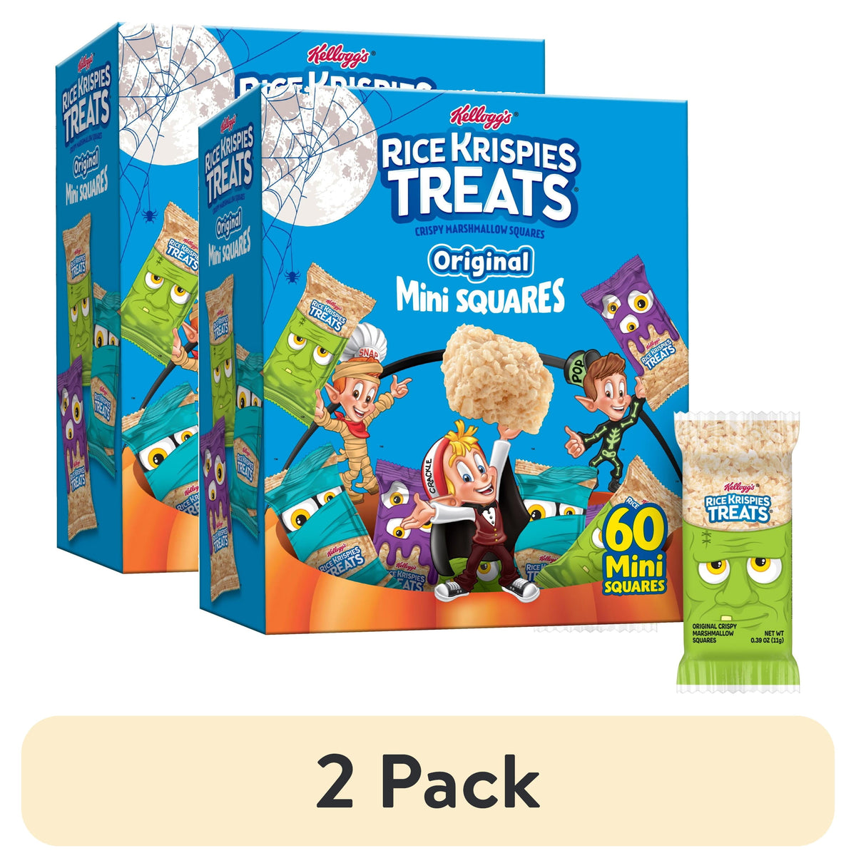 Rice Krispies Treats Halloween Crispy Mini Marshmallow Squares, Trick-or-Treat Snacks, 23.2 oz, 60 Count
