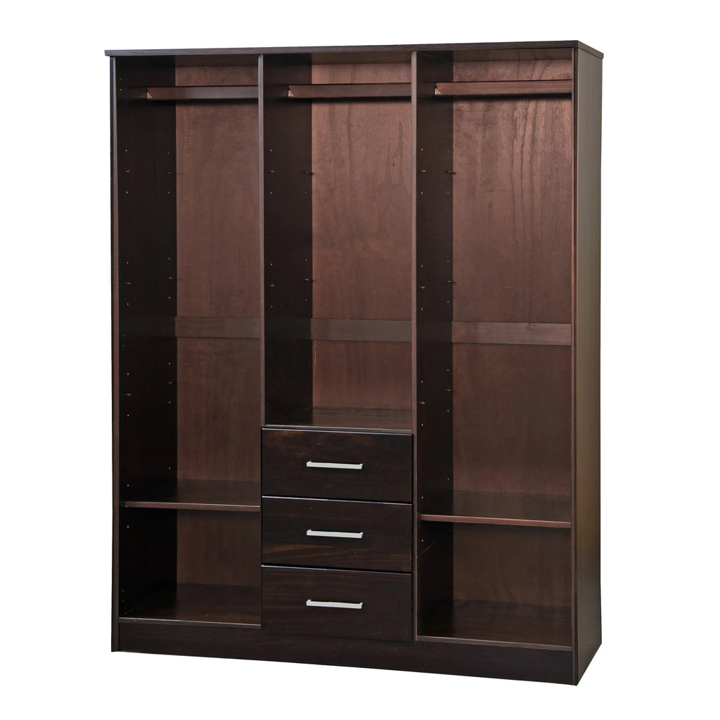 Palace Imports Solid Wood 3-Door Wardrobe Armoire, 56 inch - Cosmo