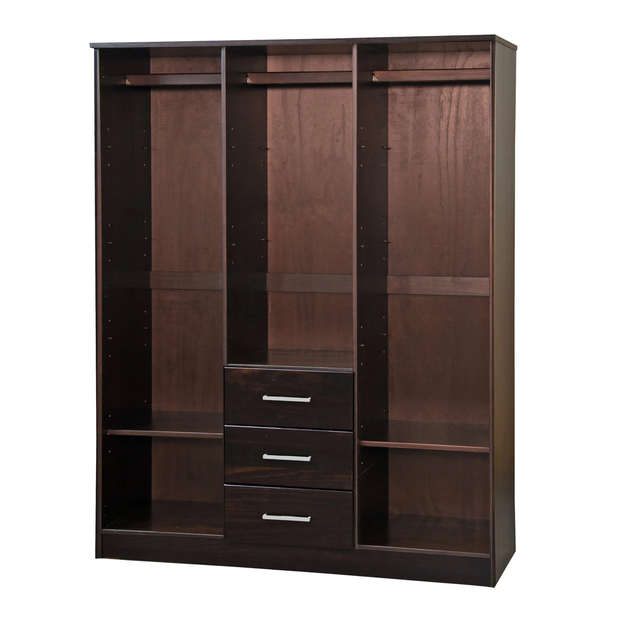Palace Imports Solid Wood 3-Door Wardrobe Armoire, 56 inch - Cosmo