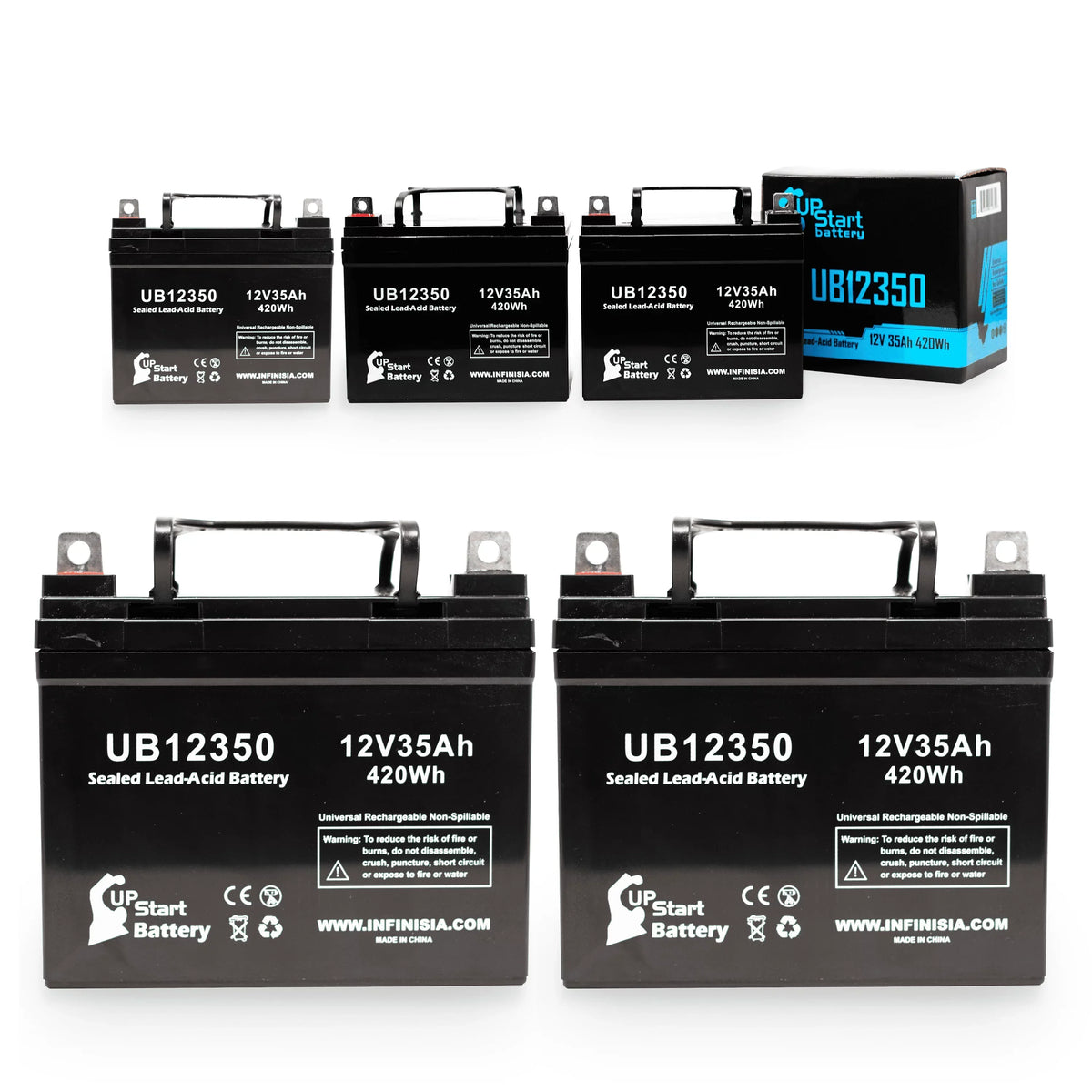 UpStart Battery Sealed Lead Acid Replacement Battery for Imc Heartway Escape H - UB12350, 12V 35Ah 35000mAh L1 Terminal, 5 Pack