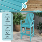 Outdoor HDPE Tall Adirondack Counter Height Bar Stool With Armrests And Footrest - 30Quot