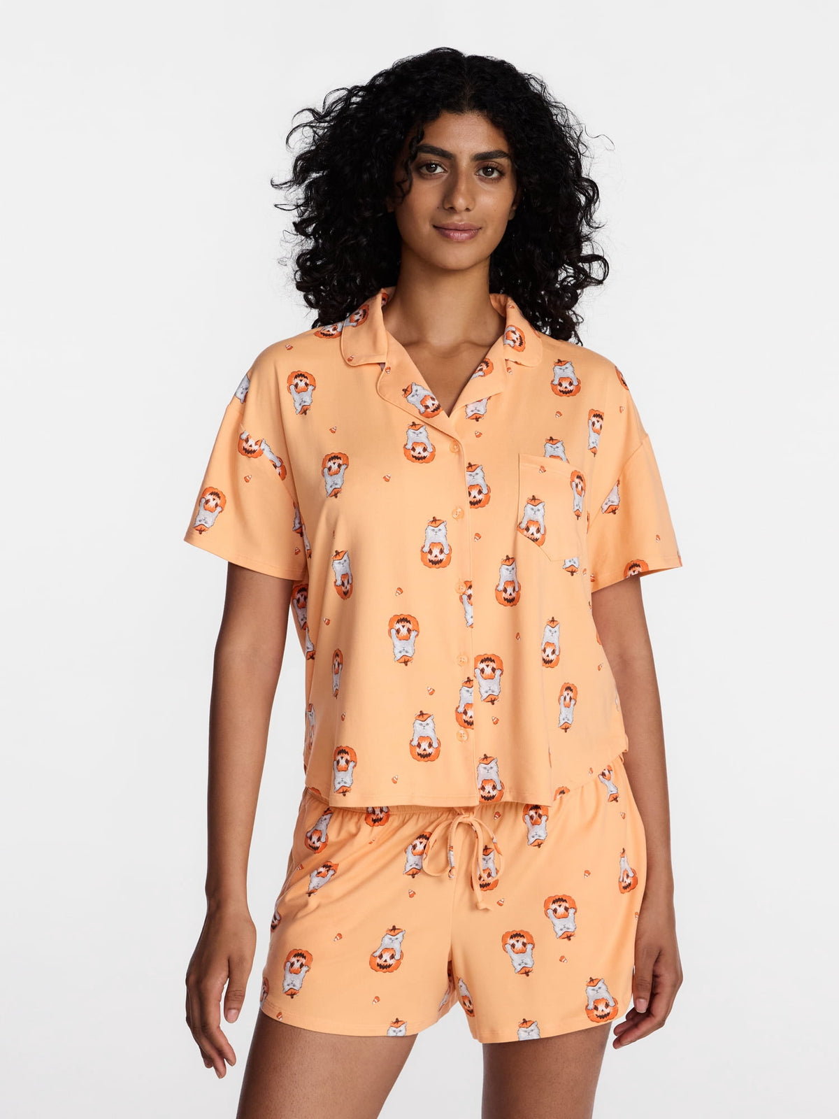 Halloween Women's Notched Top and Shorts Pajama Set from Way to Celebrate, 2-Piece