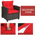 3-Piece Rattan Patio Conversation Set With Cushions And Coffee Table