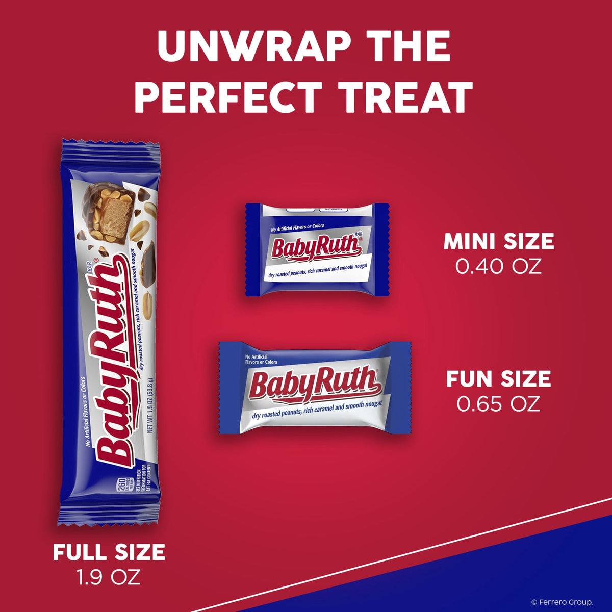 Baby Ruth Halloween Candy Bars Fun Size, Bulk Candy for Party Favors