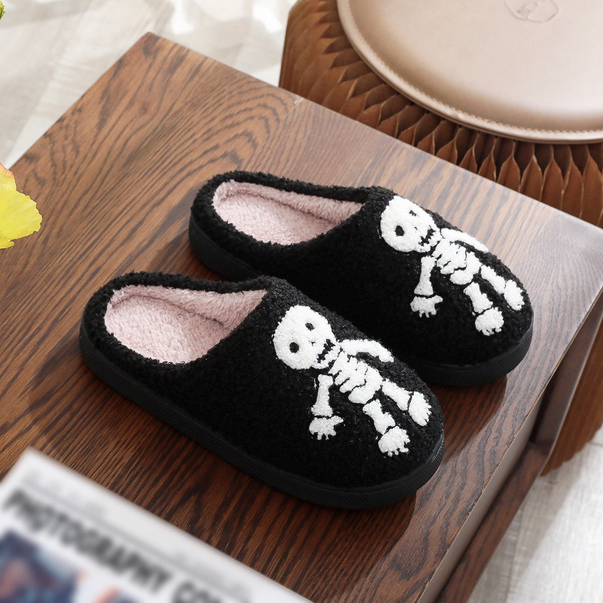 Halloween Slippers For Women Couple Halloween Cartoon Quirky Large Size Warm Padded Cotton Slippers Holiday Couple Shoes