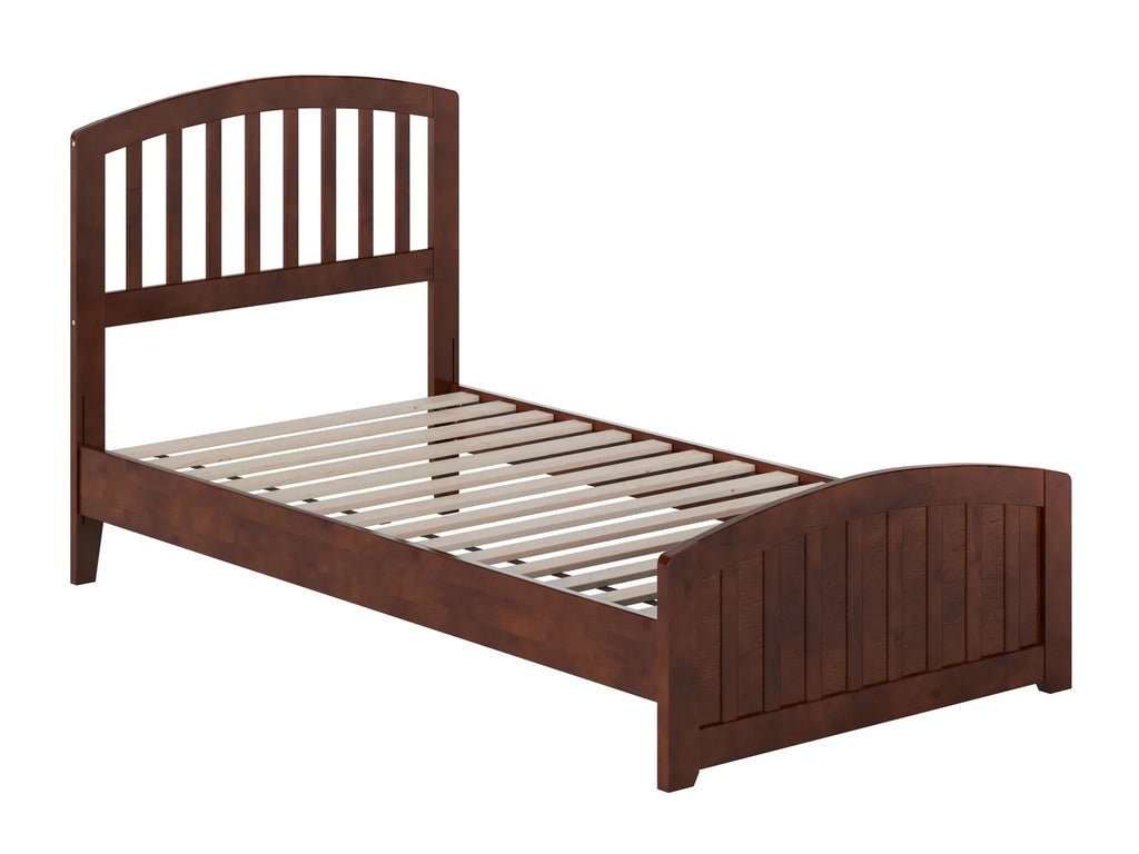 AFI Quincy Twin Solid Wood Low Profile Platform Bed With Matching Footboard, Walnut