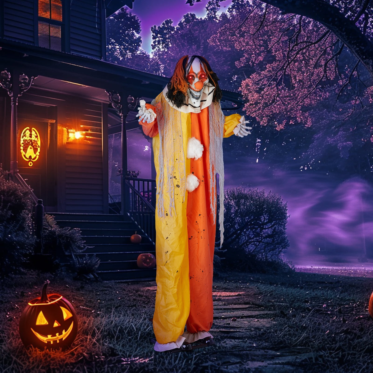 Ktaxon 8.2 ft Clown Animated Animatronic Decoration Creepy Halloween Clown w/ Pre-Recorded Screaming