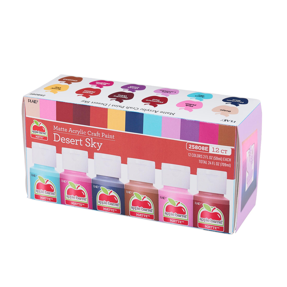 Apple Barrel Desert Sky 2 fl oz Acrylic Craft Paint Set, Matte Finish, Set of 12