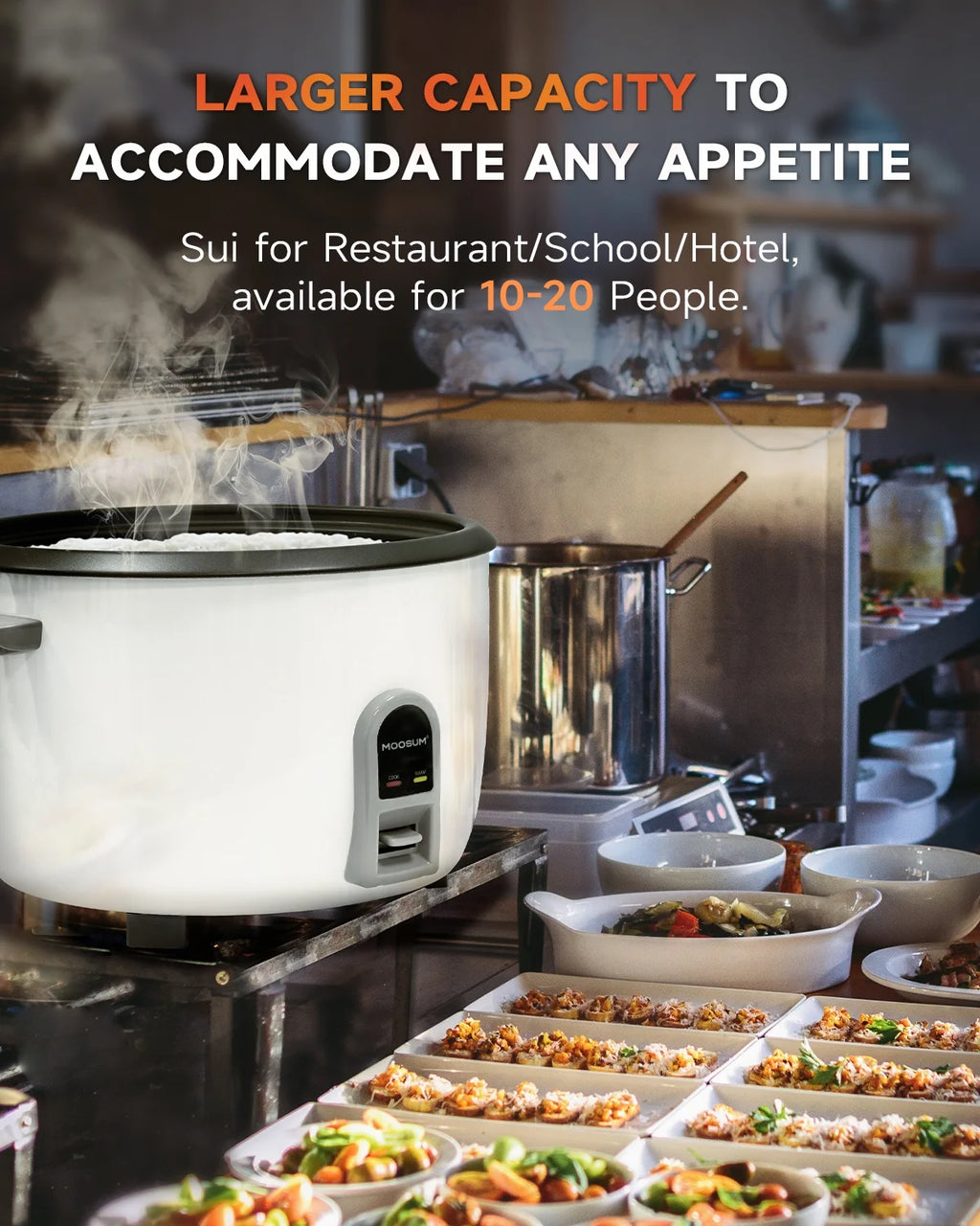 MOOSUM Commercial Rice Cooker, 30-Cup Uncooked / 60-Cup Cooked, 1600W
