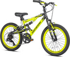 BCA Genesis 20 in Savage Boy's Mountain Bike, Yellow/Black, Aluminum Frame, 7-Speed Shimano - 82052