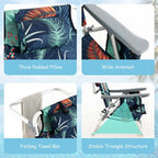 2-Pack 5-Position Outdoor Folding Backpack Beach Chairs With Side Table Set