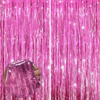 Sm:)e 2-Pack Light Bright Silver Foil Fringe Curtains for Events - Birthday, Wedding, Graduation, Christmas, Baby Shower, various festivals Decor Photo Booth Fun!