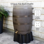 50 Gallon Rain Barrel With Brass Spigot And Flat-Back Design