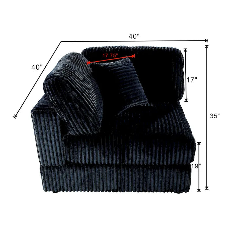 6-Piece Corduroy Upholstered L-Shaped Modular Sectional Sofa
