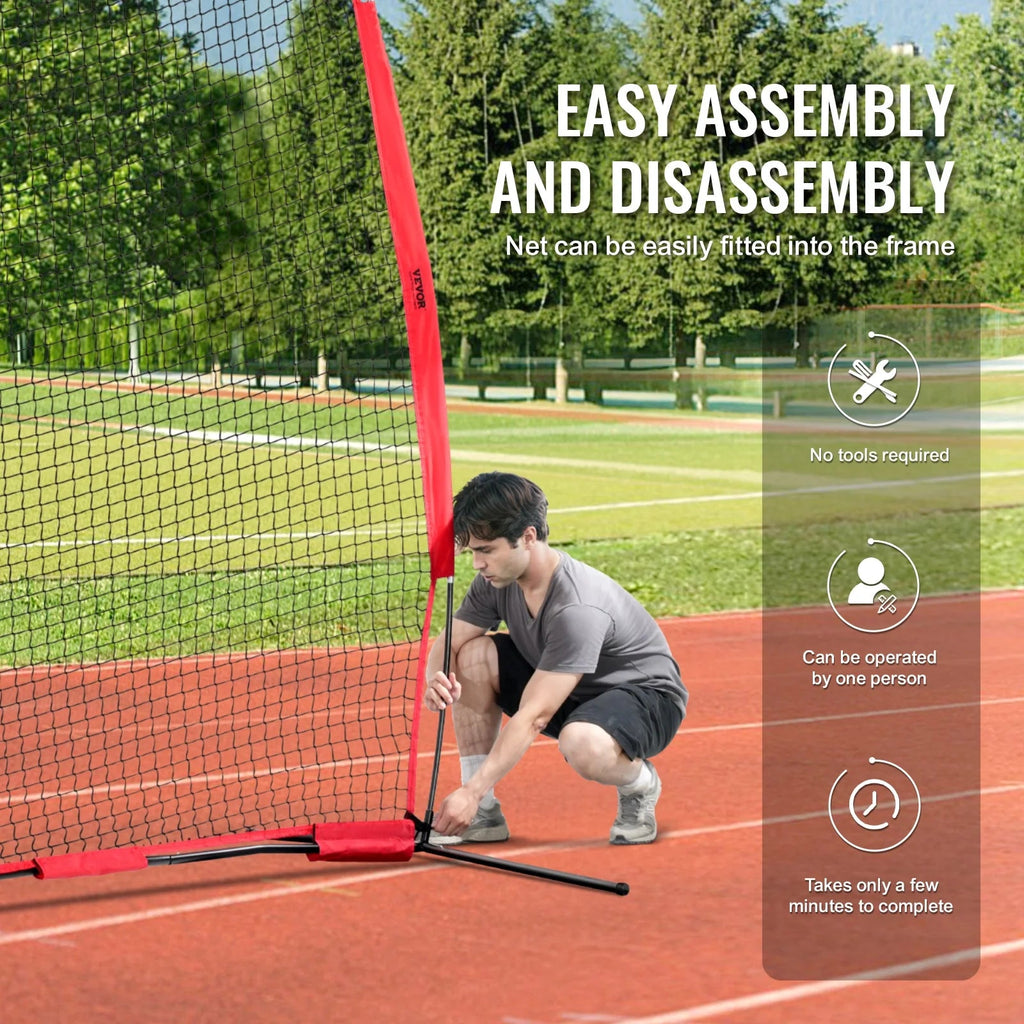 VEVOR Barricade Backstop Net, 12x9 ft Ball Sports Barrier Netting With Carry Bag - SSPDYBQ004