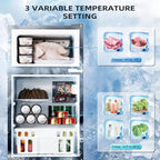 Antarctic Star Double Door Mini Refrigerator With Freezer, 3.2 Cu.Ft