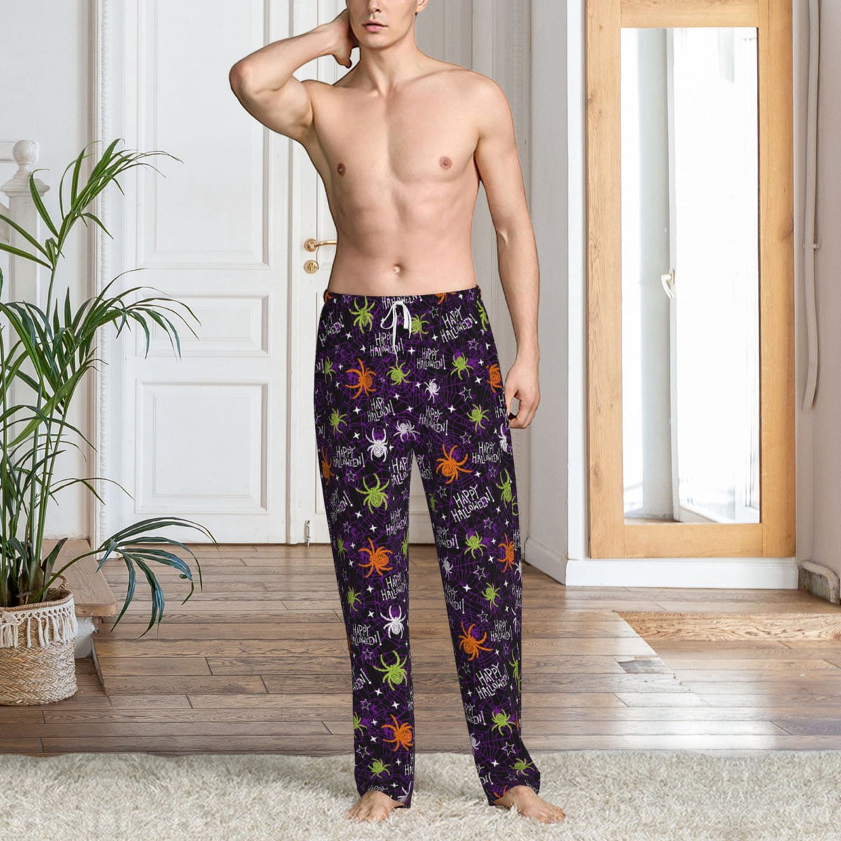 Picia Halloween Mens Soft Woven Cotton Elastic Waistband Sleep Pajama Pant Lounge Sleep Pant With Pockets And Drawstring-Medium
