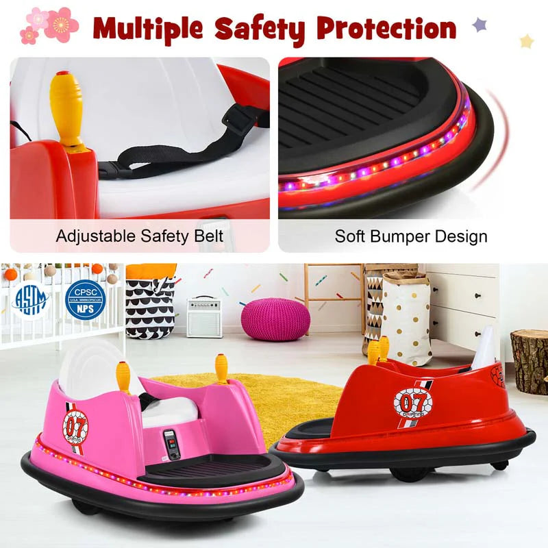 12V Toddler Battery Powered Bumper Car With Dual Joysticks And 360 Degree Spin