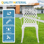 Withniture Cast Aluminum Patio Bistro Chairs, Set Of 2, 17.3 x 17 x 37.5 in, White
