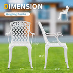 Withniture Cast Aluminum Patio Bistro Chairs, Set Of 2, 17.3 x 17 x 37.5 in, White