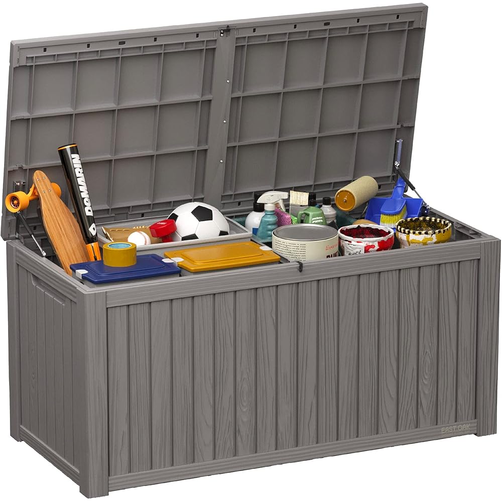 EAST OAK 180-Gallon Waterproof Resin Deck Box - Grey