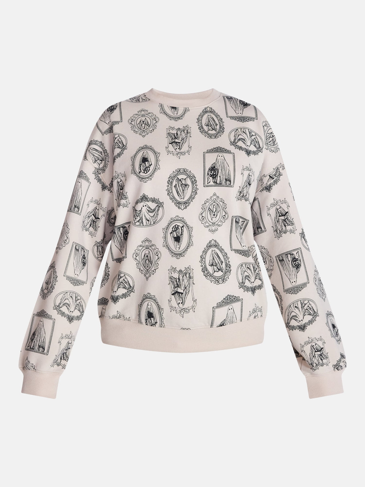 Ghost Frame Women's Halloween Graphic Crew Pullover Sweatshirt