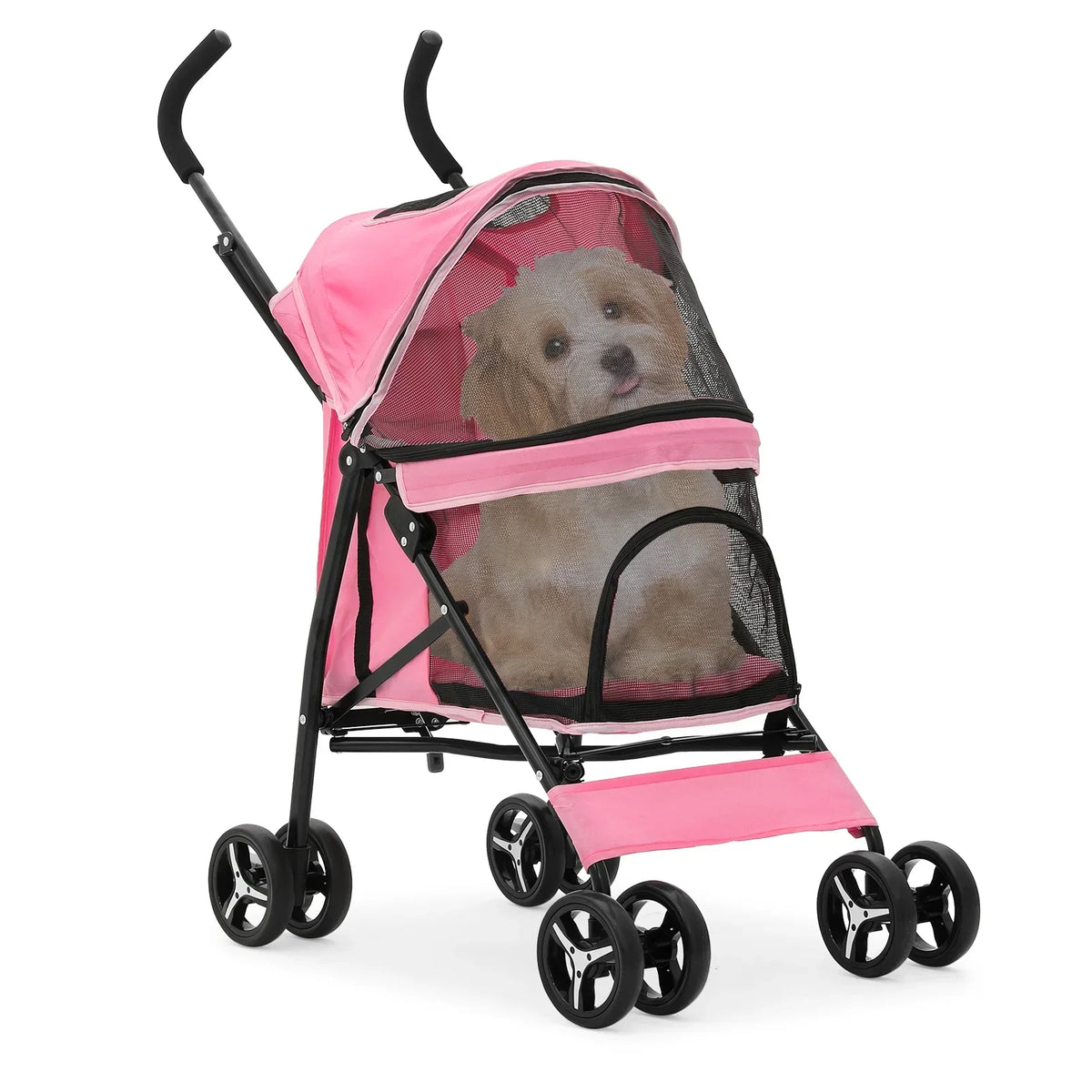 MoNiBloom Foldable Pet Stroller for Small Medium Dogs, 22 lbs, Pink