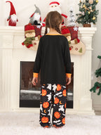 DAKIMOE Halloween Pajamas Family Matching Set Holiday Print Long Sleeve Jammies Loungewear PJs Set Sleepwear Adult Kids Men Women Toddler