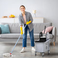 HOMCOM 9.5 Gallon Mop Bucket With Wringer Cleaning Cart, 38 Quart, Grey