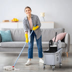 HOMCOM 9.5 Gallon Mop Bucket With Wringer Cleaning Cart, 38 Quart, Grey