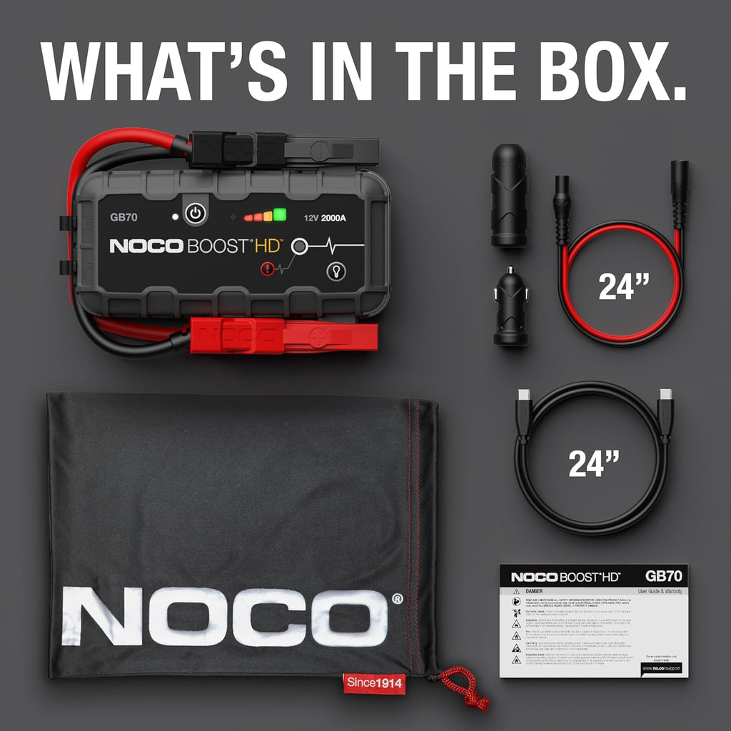 2000A UltraSafe 12V Lithium Jump Starter and Power Bank - 8.0L Gas and 6.0L Diesel Engines