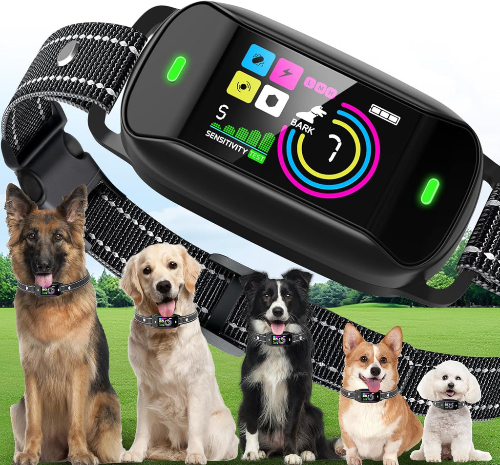 Smart Dog Bark Collar With 4 Training Modes, 5 Sensitivity Levels, Waterproof, Magnetic Charging - Black