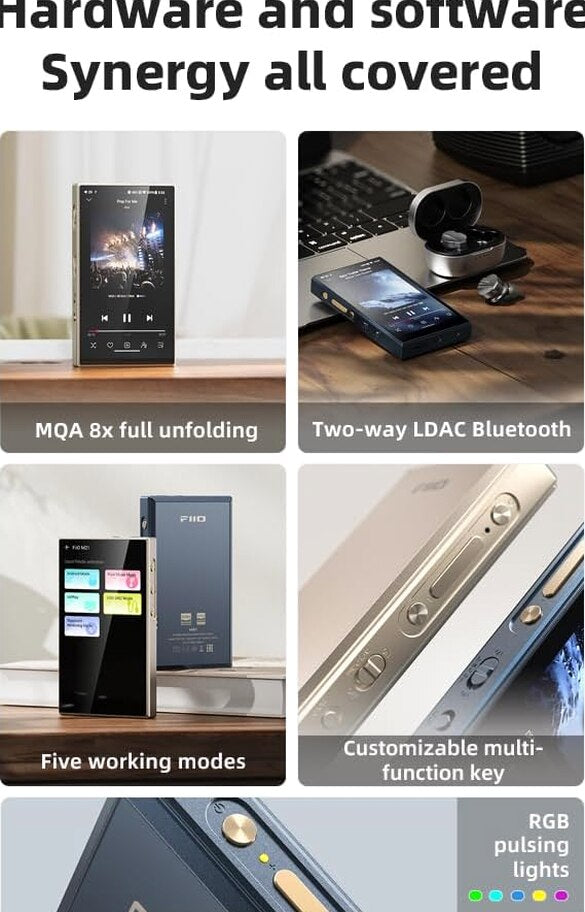 FiiO Hi-Res Music Player, Android 13, Snapdragon 680, 64 GB, Blue-Black - M21