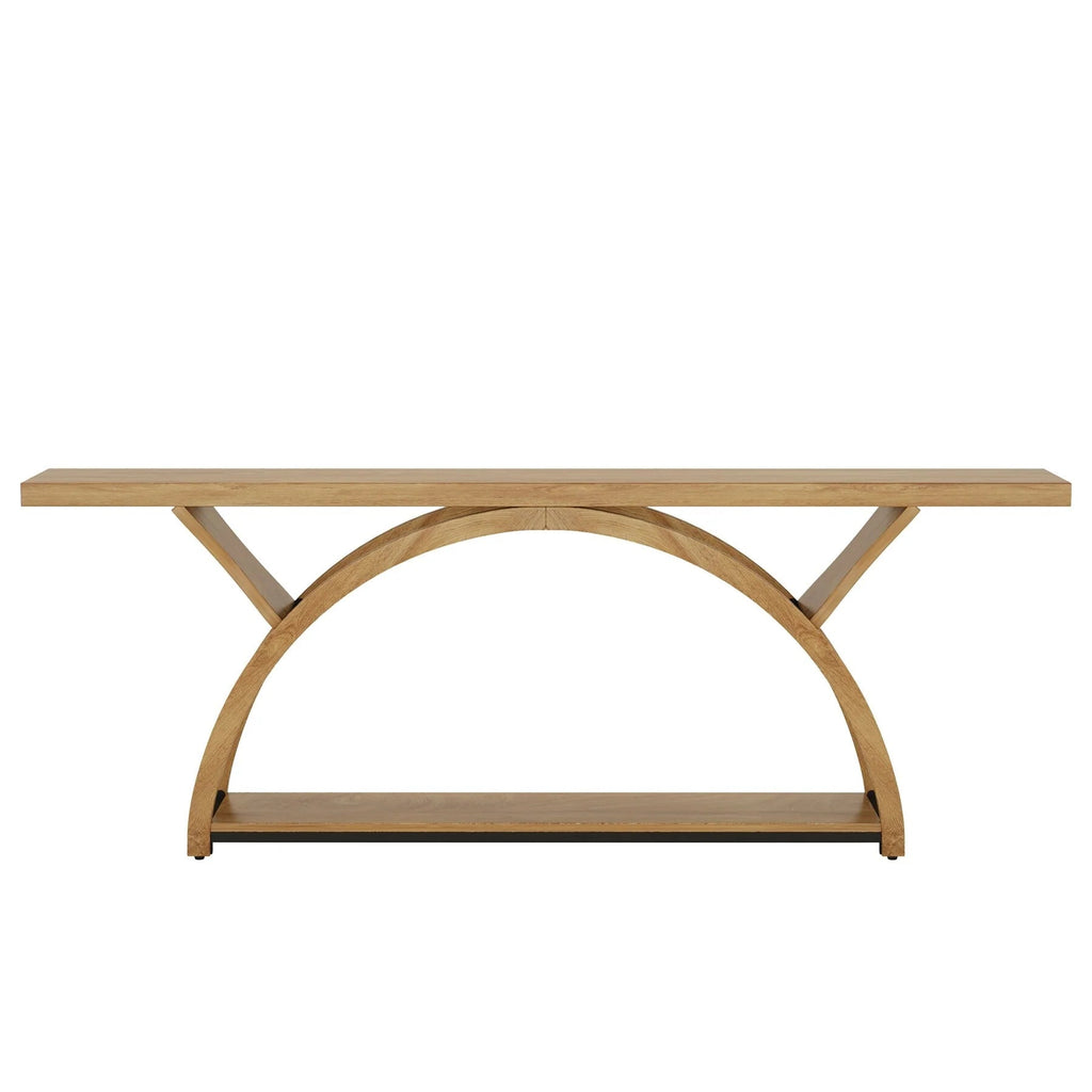 2-Tier Slim Console Sofa Table, Engineered Wood and Metal - 11.81 in D x 70.87 in W x 33.46 in H