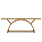 2-Tier Slim Console Sofa Table, Engineered Wood and Metal - 11.81 in D x 70.87 in W x 33.46 in H