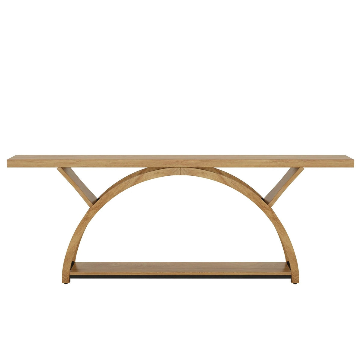 2-Tier Slim Console Sofa Table, Engineered Wood and Metal - 11.81 in D x 70.87 in W x 33.46 in H
