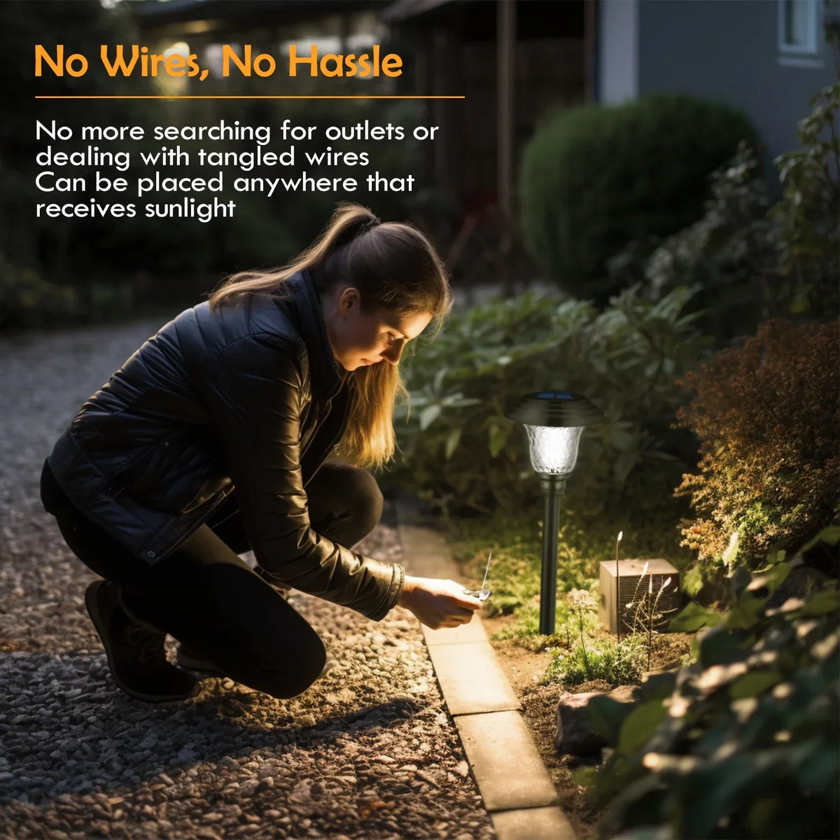 Solar Garden Landscape Lights, 8 Pack - Waterproof Glass Stainless Steel Auto-On/Off
