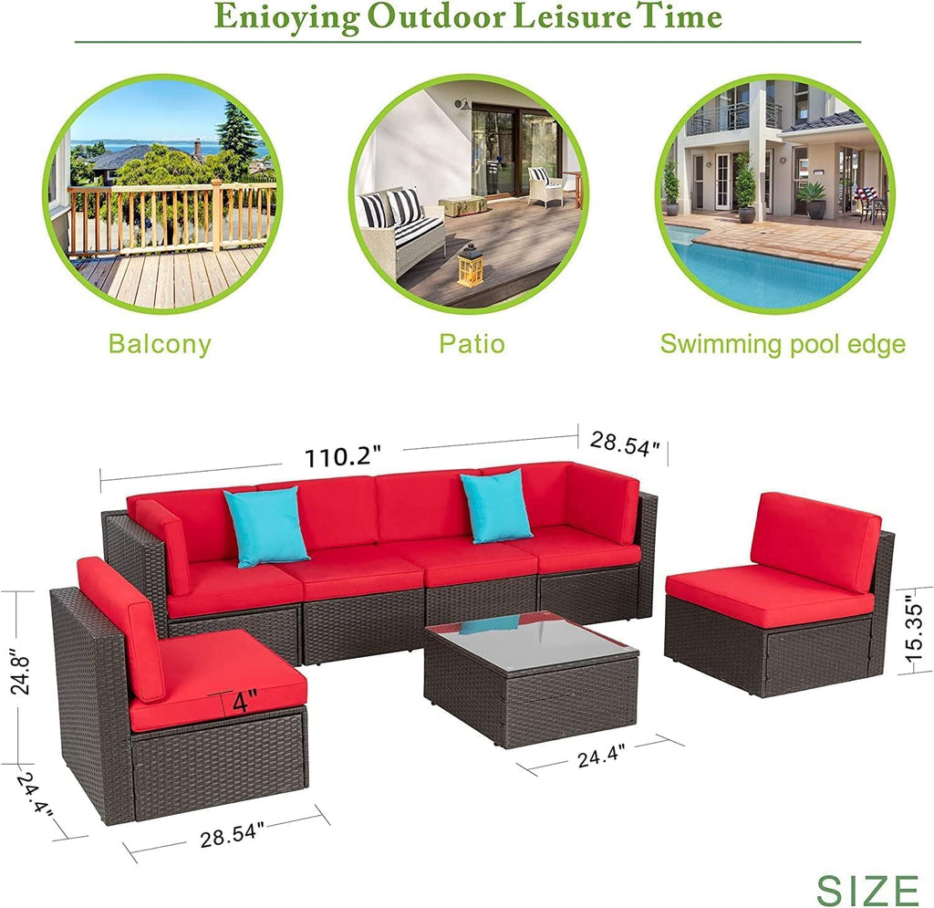 5-Piece All-Weather Wicker Patio Conversation Set With Ottoman And Cushions