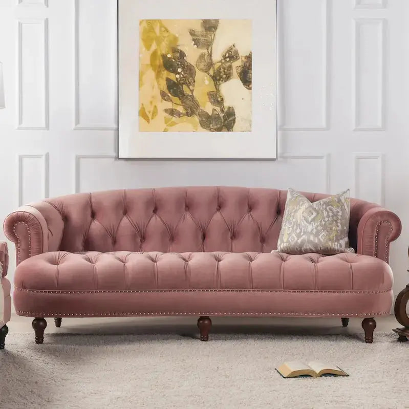 Jennifer Taylor Home La Rosa Chesterfield Sofa, 84-inch Velvet Tufted Upholstery - La Rosa 84 Mid