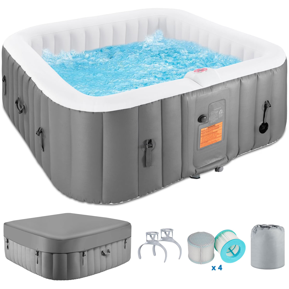 SEGMART Inflatable Hot Tub Spa, 73 inch, 4-6 Person, 130 Jets, 240 Gallon Capacity