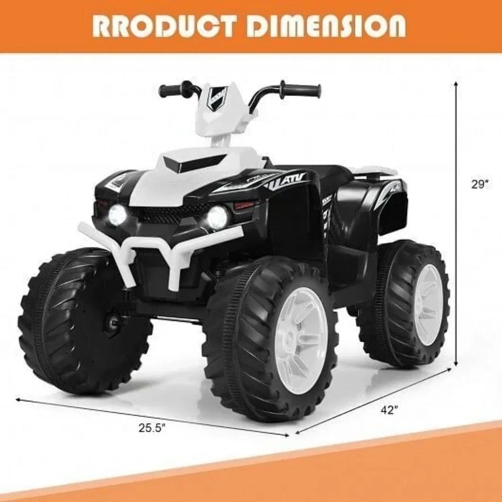 Electric Kids' ATV With LED Lights And Treaded Tires - White