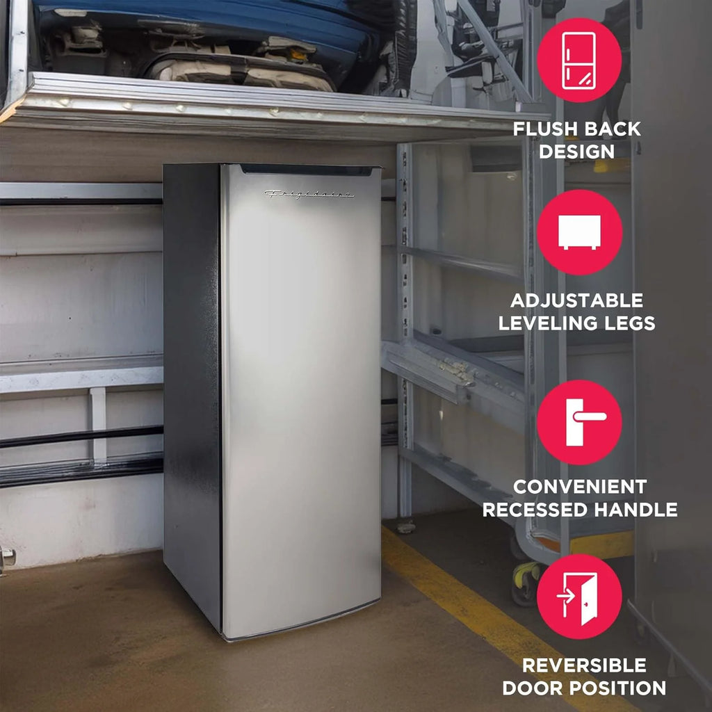 Frigidaire Upright Freezer, 6.5 cu. ft., Silver, 21in D x 23in W x 56in H - EFRF696-AMZ